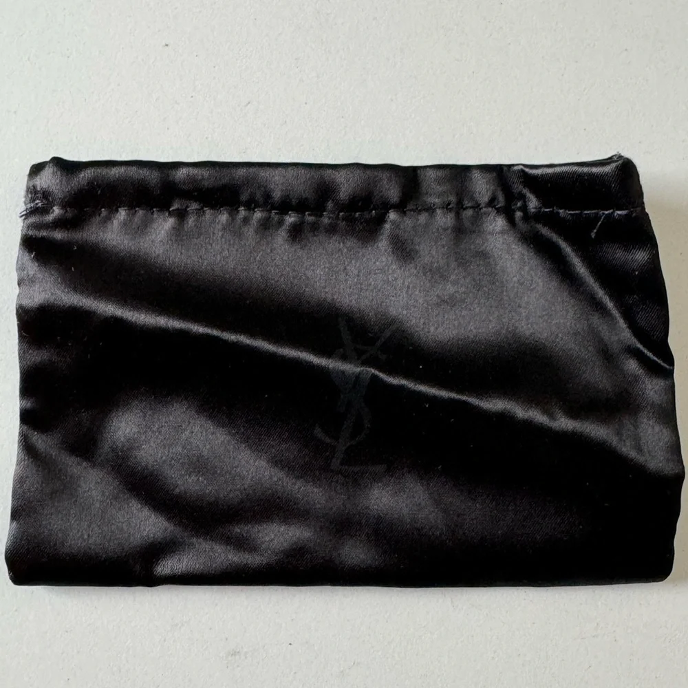 Yves Saint Laurent Black Satin Cosmetic Cover Open Slot Pouch